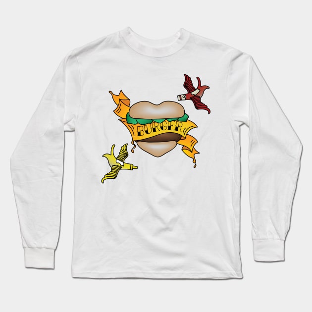 Burger Tattoo Long Sleeve T-Shirt by CY